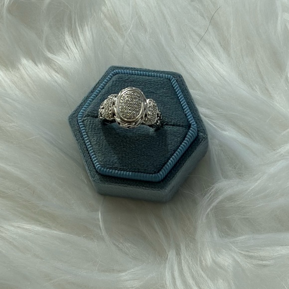 John Hardy Oval Diamond Classic Chain Statement Ring - Picture 8 of 9